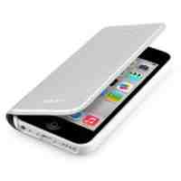 GGMM for iPhone 5c Flip Leather Case with Suction Cups - Silver