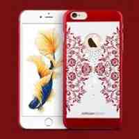 JOYROOM Flower Rhinestone Plated Hard Case for iPhone 6s 6 - Red