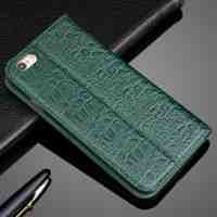 Crocodile Cowhide Genuine Leather Stand Case for iPhone 6s 6 - Green