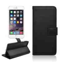 Lychee Skin Leather Wallet Case for iPhone 6s 6 - Black