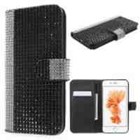 Rhinestone Gel Crystal Wallet Leather Case for iPhone 6s 6 - Black