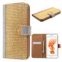 Rhinestone Gel Crystal Leather Phone Case for iPhone 6s 6 - Gold