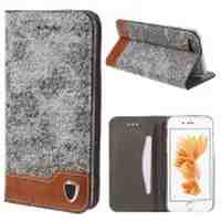 Denim Pattern Leather Case Cover for iPhone 6s 6 4.7 - Grey