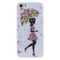 For iPhone 5s 5 Hard Back Case - Flowered Girl Holding Umbrella