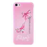 KINGXBAR for iPhone 5c Rhinestone Hard Case - Pink High-heel Shoe