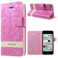 KINGXBAR Fantasy Series Leather Case Stand for iPhone 5c - Rose