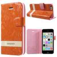 KINGXBAR Fantasy Series Stand Leather Skin Case for iPhone 5c - Orange