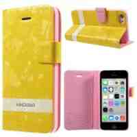 KINGXBAR Fantasy Series Leather Phone Case for iPhone 5c - Yellow