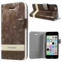 KINGXBAR for iPhone 5c Fantasy Series Stand Leather Case Cover - Coffee