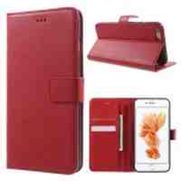 Litchi Grain Wallet Leather Phone Case for iPhone 6s 6 - Red