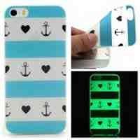 Noctilucent TPU Phone Case for iPhone 5s 5 - Anchors and Hearts