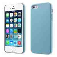 Leather Coated PC Back Case for iPhone 5s 5 - Baby Blue