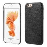 Silk Texture Leather Coated Hard Case for iPhone 6s 6 - Black