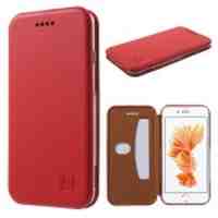 Smooth Texture Magnetic Flip Leather Case for iPhone 6s 6 - Red