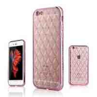 SHENGO Rhombus Rhinestone TPU Phone Case for iPhone 6 6s - Pink