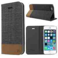 TORRAS Canvas Leather Case Stand Cover for iPhone 5s 5 - Grey