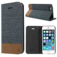 TORRAS Canvas Leather Flip Case Cover for iPhone 5s 5 - Blue