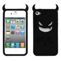 Devil Face Soft Silicone Skin Case for iPhone 4s 4 - Black