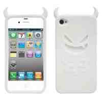 Devil Face Soft Silicone Cover Case for iPhone 4s 4 - White