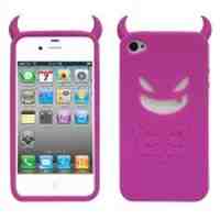 Devil Face Soft Silicone Back Case for iPhone 4s 4 -  Rose