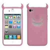 Devil Face Soft Silicone Skin Case for iPhone 4s 4 - Pink