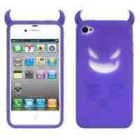 Devil Face Soft Silicone Protective Case for iPhone 4s 4 - Purple