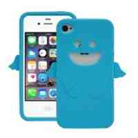 Angel Pattern Silicone Cover Case for iPhone 4s 4 - Baby Blue