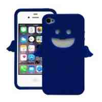 Angel Pattern Soft Silicone Case for iPhone 4s 4 - Dark Blue