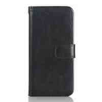 For iPhone 5se Crazy Horse Wallet Stand Leather Case Cover - Black