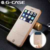 G-CASE View Window Leather Flip Phone Case for iPhone 6s 6 - Gold