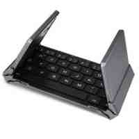 3 Fold Bluetooth Keyboard with Leather Stents Holster Case for Android Mac IOS Windows Laptop Tablet Phone - Black