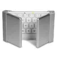 Three Folding Bluetooth Keyboard with Pouch for Android Mac IOS Windows Laptop Tablet Phone - White