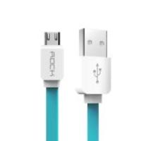 ROCK Portable Micro USB Data Charging Flat Cable for Android Devices - Blue