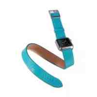 KAKAPI for Apple Watch 38mm Genuine Leather Watch Band Extra Long - Blue