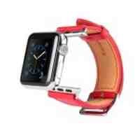 KAKAPI Genuine Leather Watch Strap for Apple Watch 38mm with Connector - Red