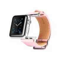 KAKAPI Genuine Leather Watch Strap for Apple Watch 38mm with Connector - Pink