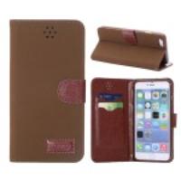 Magnetic Flip Folio Leather Stand Case for iPhone 6 Plus - Brown