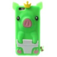 Cute 3D Crown Pig Soft Silicone Case for iPhone 6 - Green