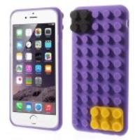 For iPhone 6 Plus Building Block Design Silicone Shell Case - Purple