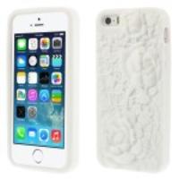 3D Rose Flowers Silicone Case Cover for iPhone 5s 5 - White