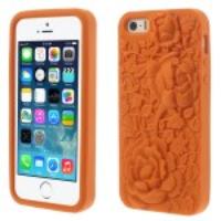 3D Rose Flowers Silicone Back Case for iPhone 5s 5 - Orange