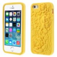 3D Rose Flowers Silicone Case Shell for iPhone 5s 5 - Yellow