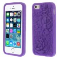 3D Rose Flowers Silicone Case Cover for iPhone 5s 5 - Purple