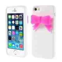 Cute 3D Bowknot Silicone Shell Case for iPhone 5s 5 - White