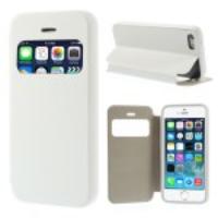 View Window Brushed Leather Folio Case for iPhone 5s 5 - White