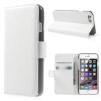 Glossy PU Leather Wallet Bracket Case for iPhone 6 - White