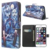 Two Wolves Wallet Leather Stand Case for iPhone 6 Plus