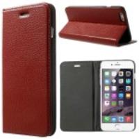 Lychee Texture Cowhide Genuine Leather Stand Case for iPhone 6 - Red