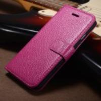 Cowhide Genuine Leather Wallet Stand Case for iPhone 6 - Rose