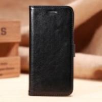 Faux Sheep Leather Wallet Stand Case for iPhone 6 - Black